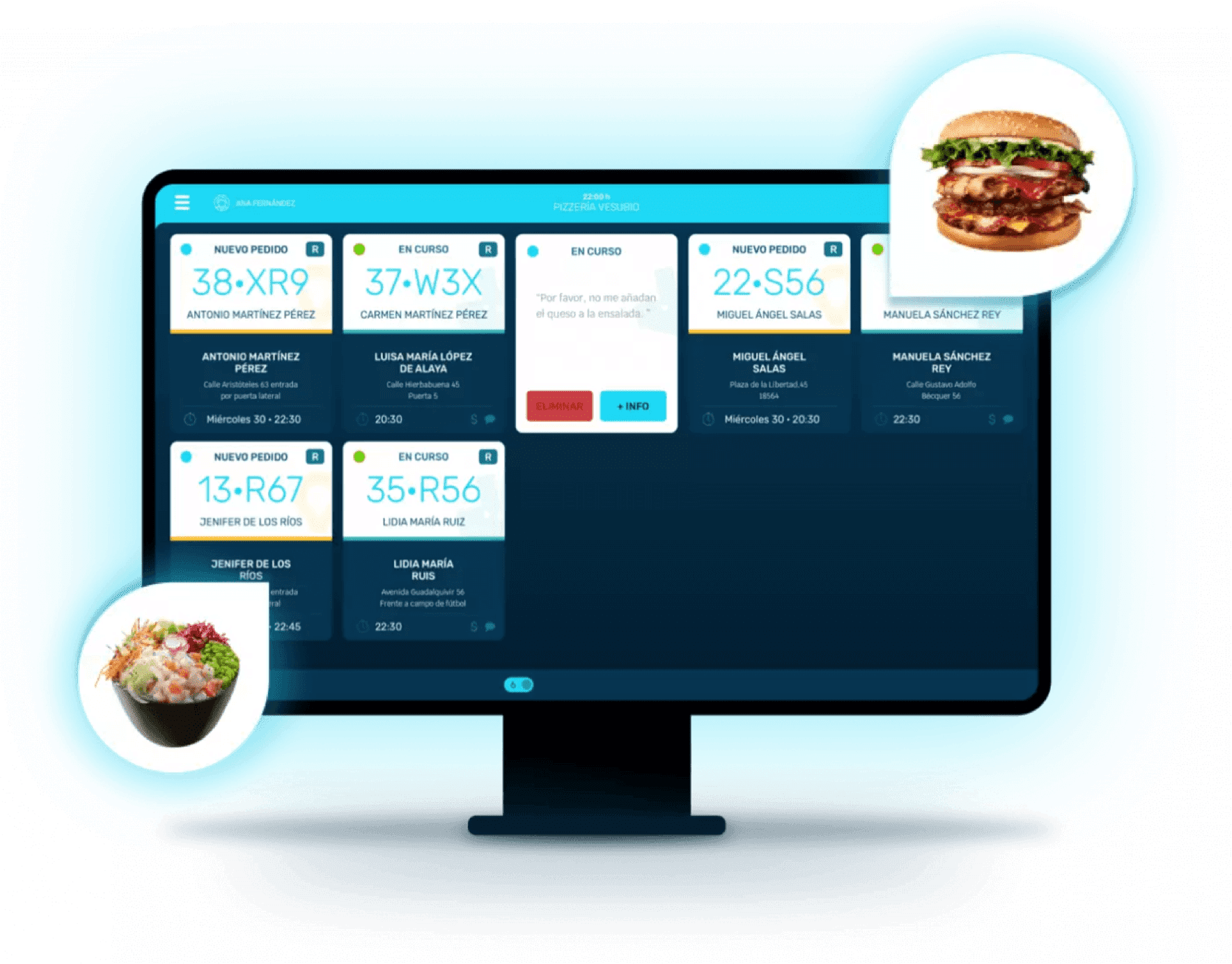 tpv ticksy software tpv hosteleria - Kuvo imagen de pantalla de pedidos de ticksy en TPV